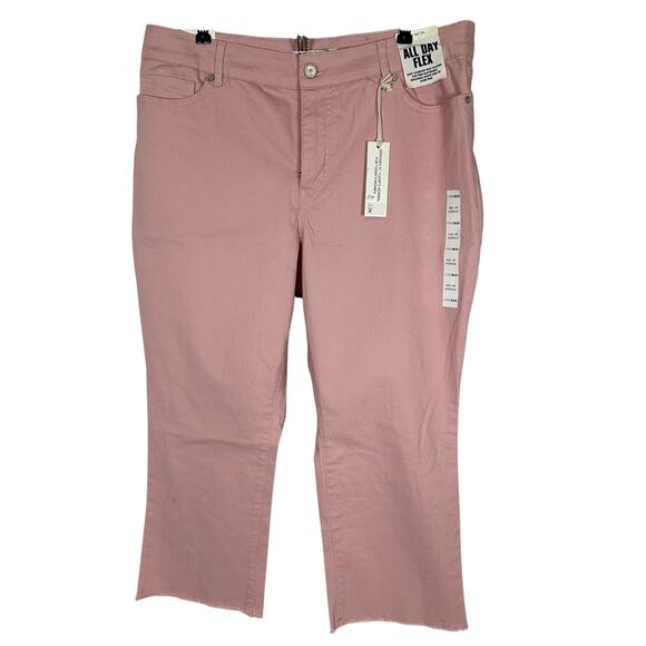NWT Code Bleu Chelsea Capri 16P Pink‎ Frey Hem Jeans - Picture 1 of 8